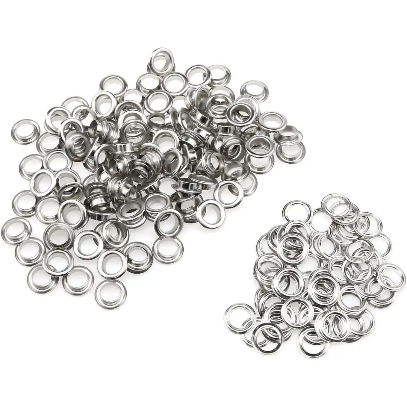 3/8 Inch (10MM) Holes Grommets Eyelets with Washers for Clothing, Leather, Canvas (Silver) - 120 Sets