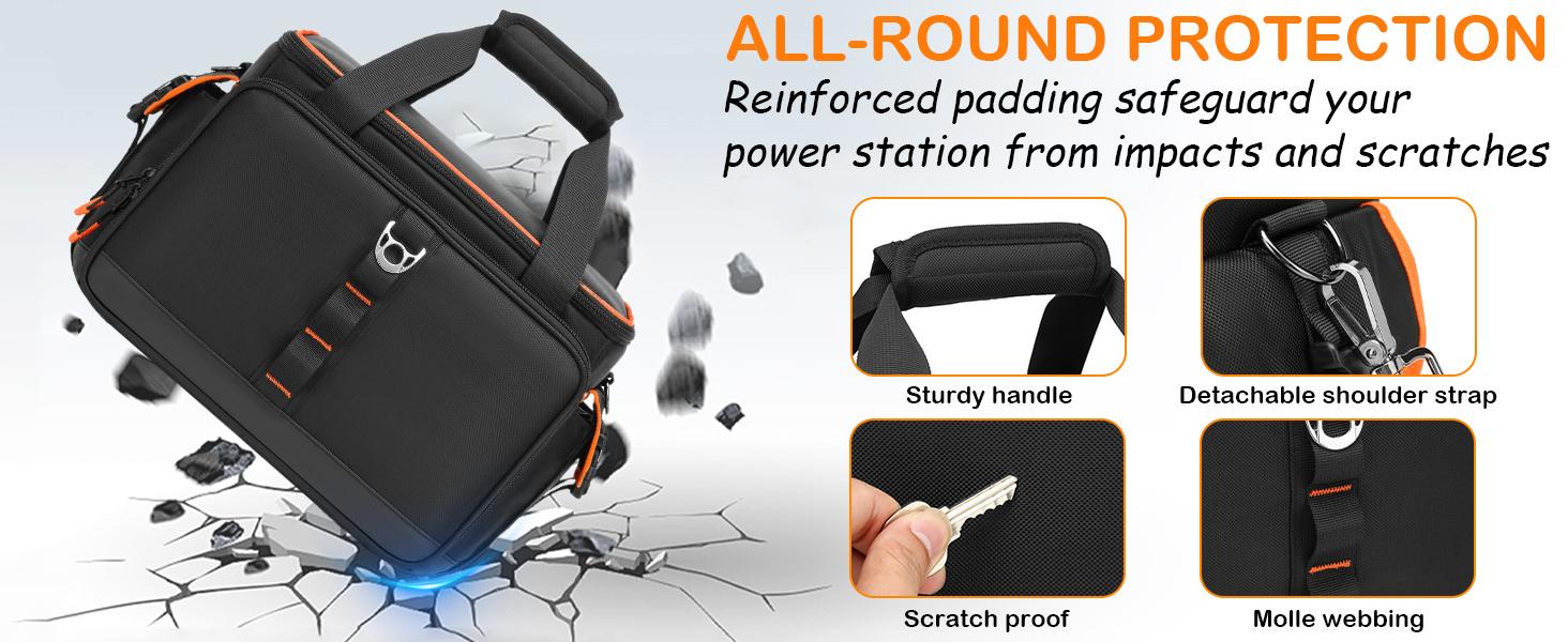 Travel Carrying Case for Jackery Explorer 160/240/300, Portable Power Station Case for Jackery Solar Generator & Accessories with Waterproof Bottom, Shoulder Strap & Pocket, Multi-Size