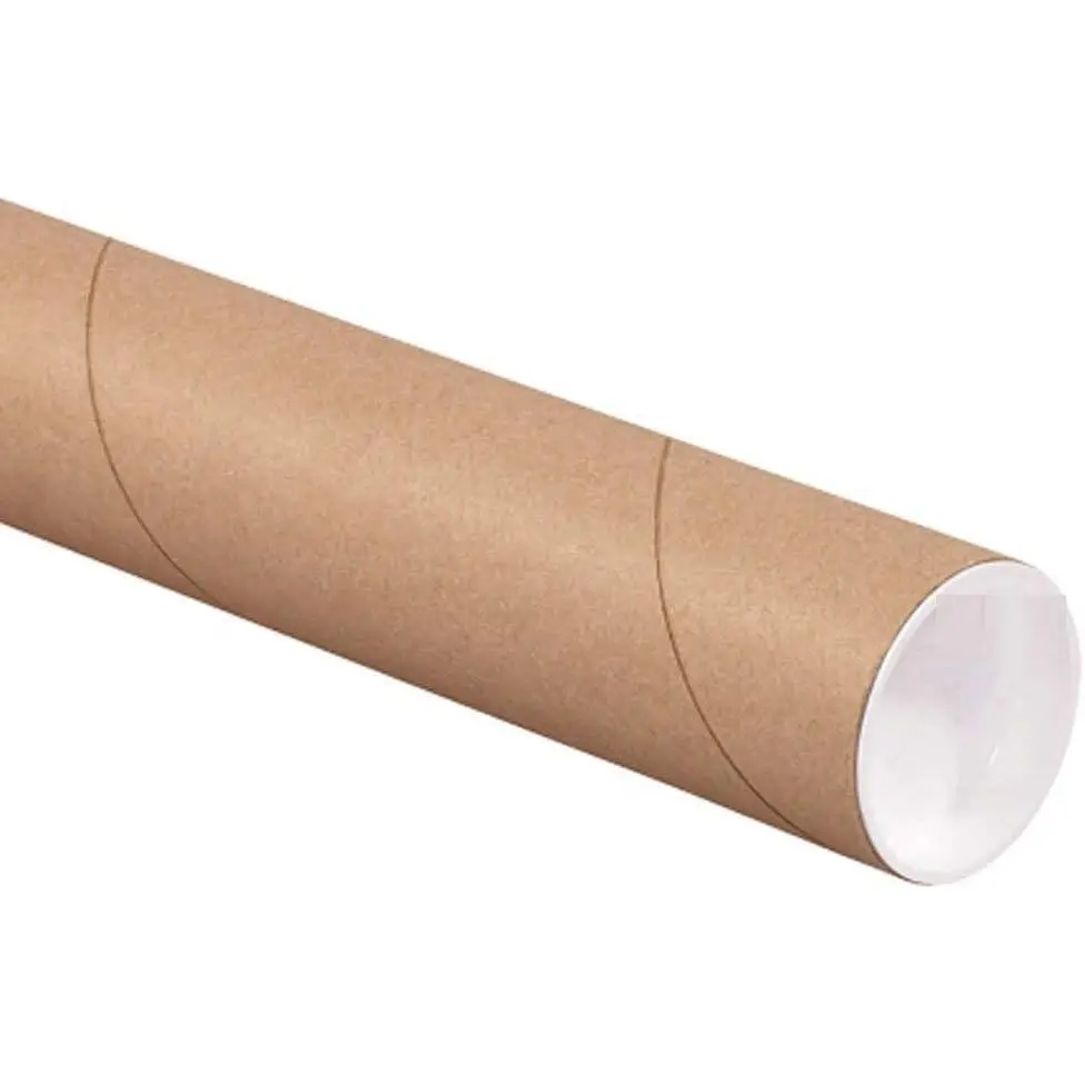 6" x 48" Kraft Heavy-Duty .125" Thick Jumbo Mailing Shipping Tubes with Caps (1)