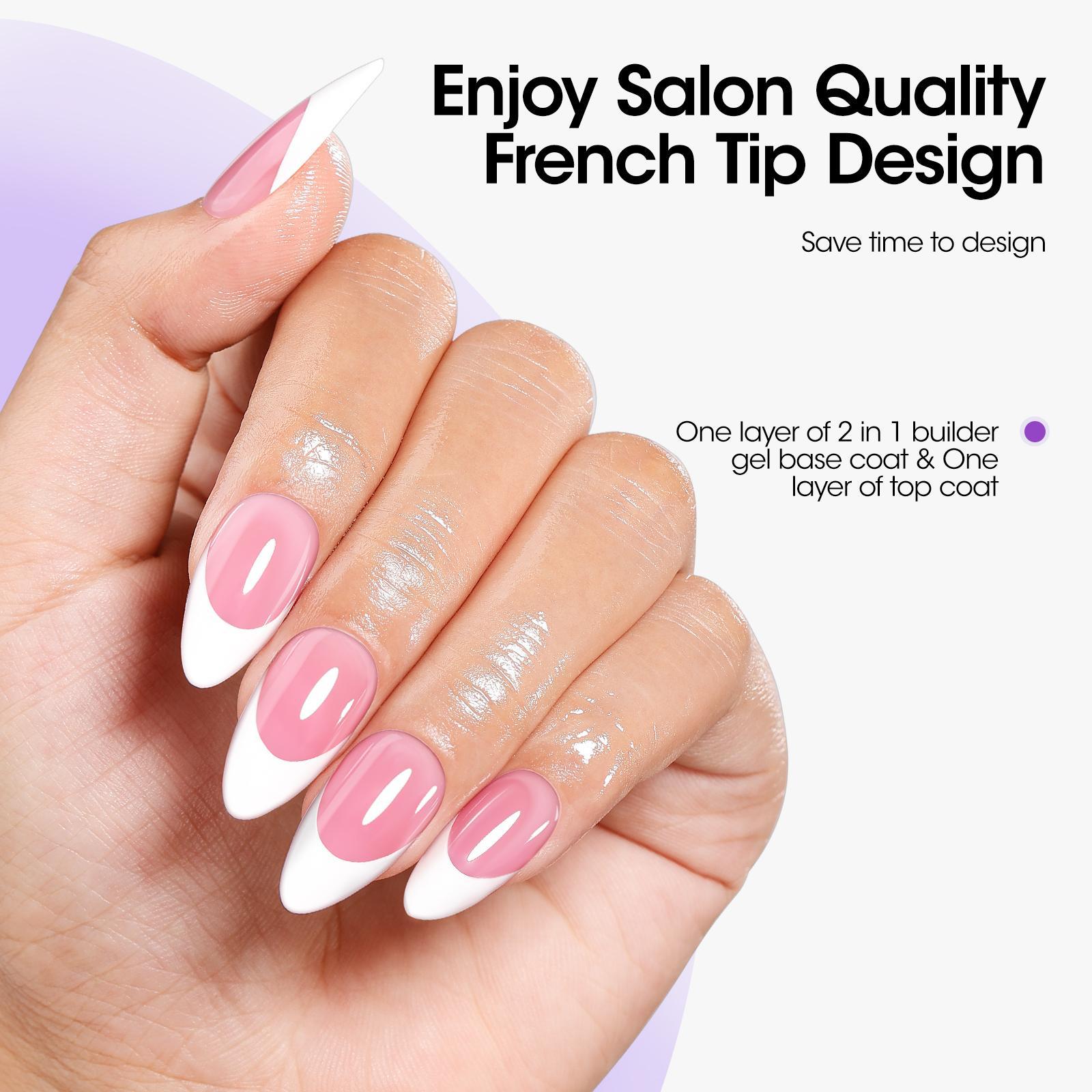 Gellen Complete French Tip Nail Kit – 240pcs, Gel top coat & base coat, UV lamp, Solid Nail Glue Nailartkits Polishset