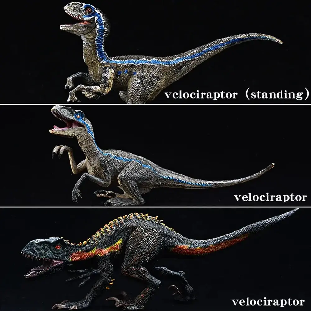 Velociraptor & Tyrannosaurus Dinosaur Action Figure Model Realistic Animal Figurine Decoration Gift for Kids