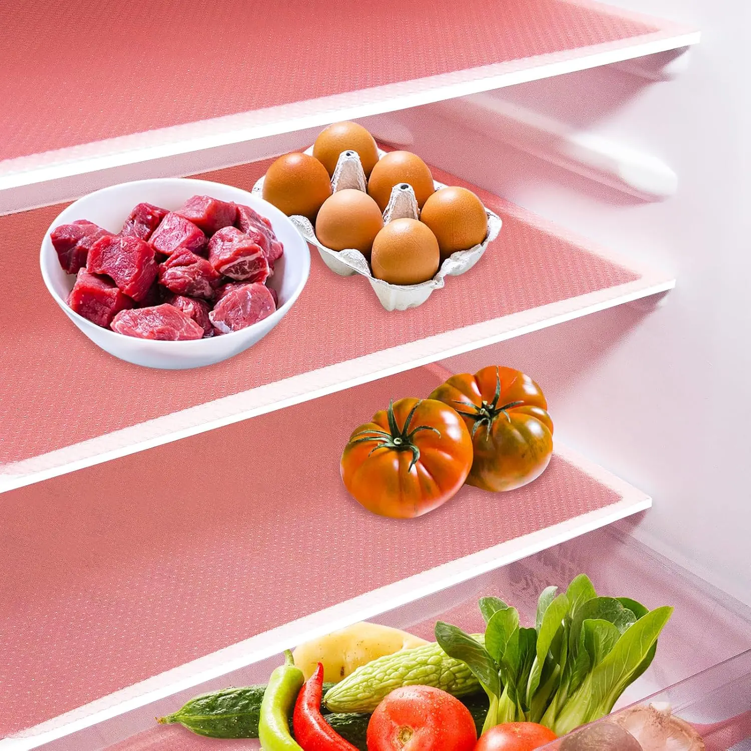10Pcs Waterproof Reusable Refrigerator Liners (45x29cm), Washable Home Use Practical Shelf Mats for Cupboard Cabinet Drawer Home Kitchen Organization Accessories (Pink)