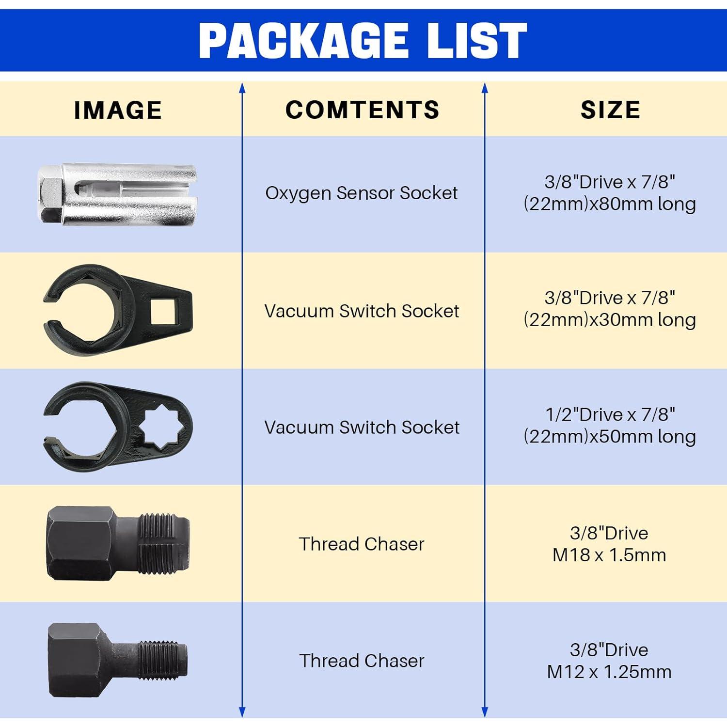 5 count O2  Sensor & Oil  Sending Unit Master Sensor Socket Set