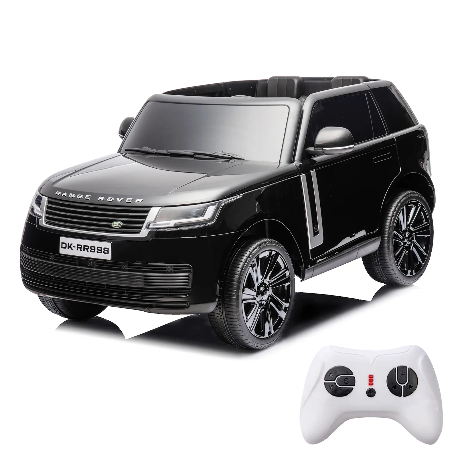 Unisex 24V Licensed Land Rover Ride-On Racing Car - 2-Seater, Dual 240W Motors, Outdoor Play Toy for Ages 3-8, Black, Dual Motors