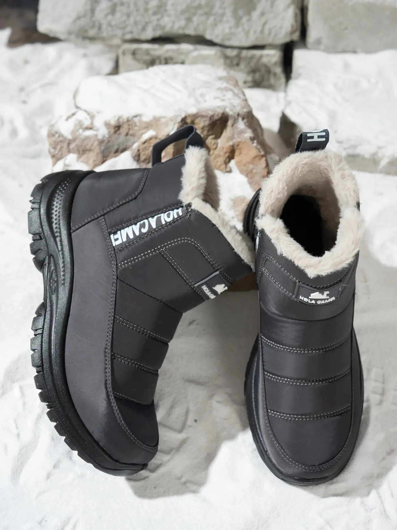 Simple Slip-On Snow Boots, Pull On Boots, Windproof Waterproof Lined Short Boots, Thick Sole Durable Winter Shoes, Warm and Comfortable Footwear