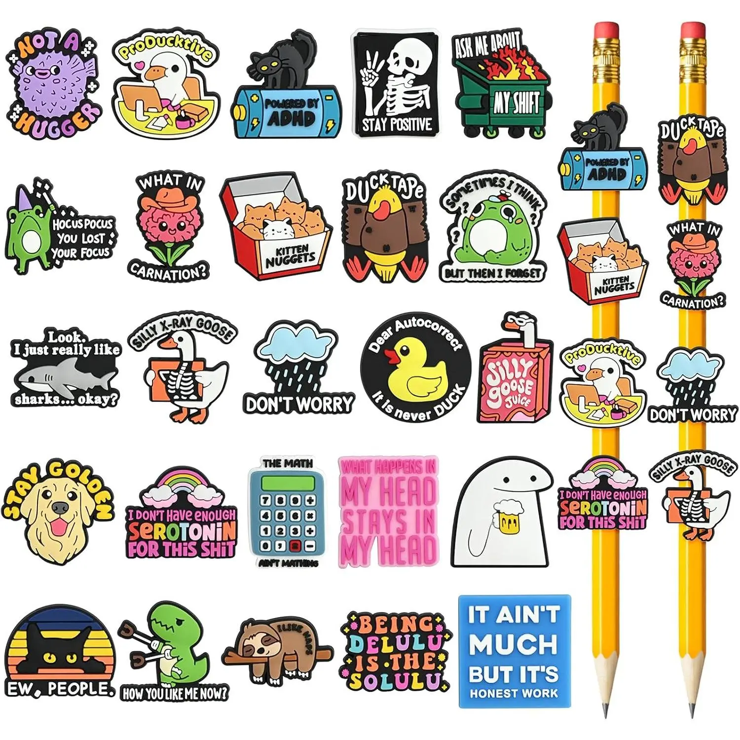 Pencil Toppers,25PCS Funny Pencil Topper Decoations Cute Sarcastic Pen Charms Office Supplies Gifts Price Rewards