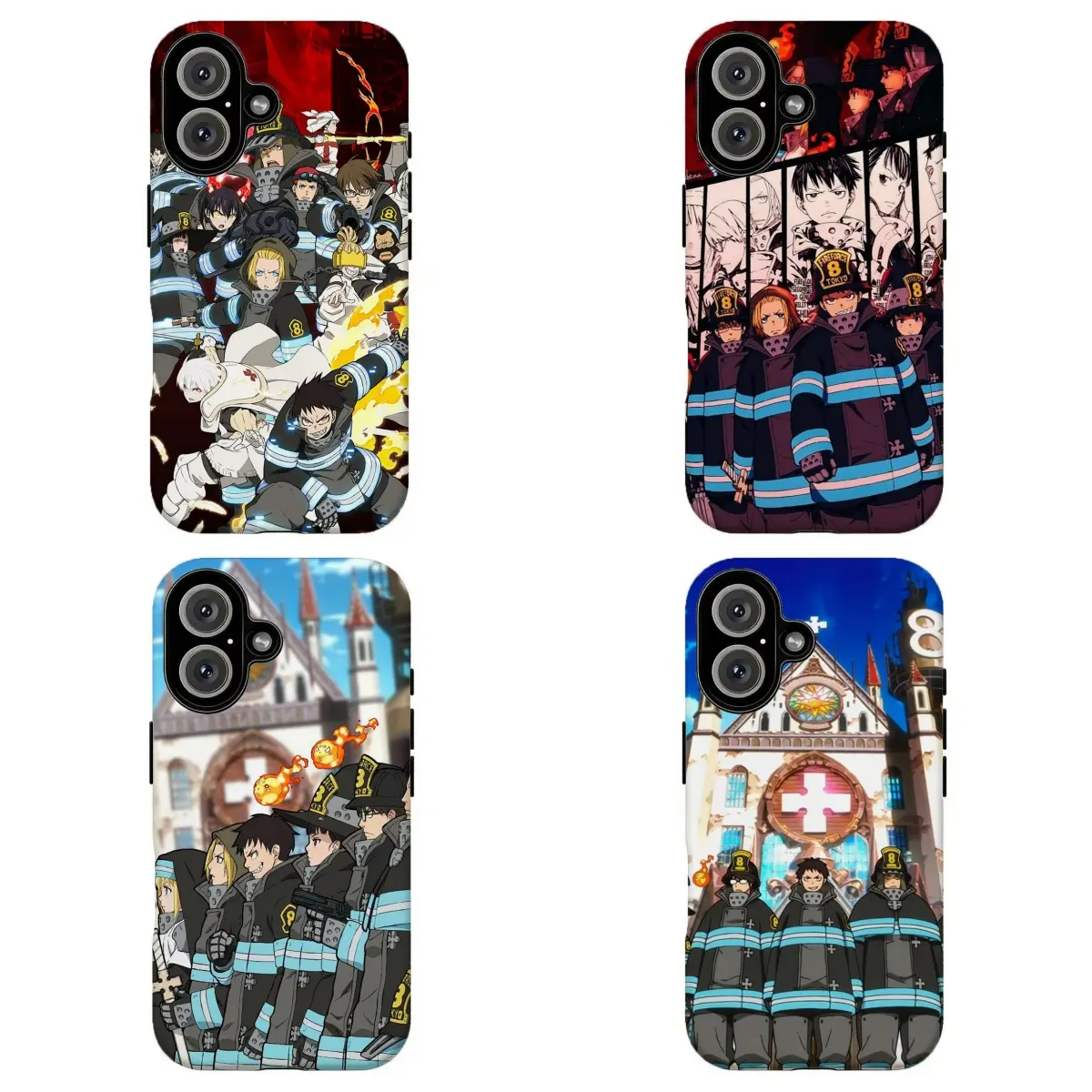 FL-Cool Fire Forc3 Manga Phone Case, Company 8 Firefighter Squad Shinra Anime Print Flame Church Background Slim Hard Case for Otaku For Otaku Fans For iPhone 11 12 13 14 15 16 17 Air Pro Max for Samsung S26 S25 S24 S23 S22 S21 Case,Gift for her/him/fans