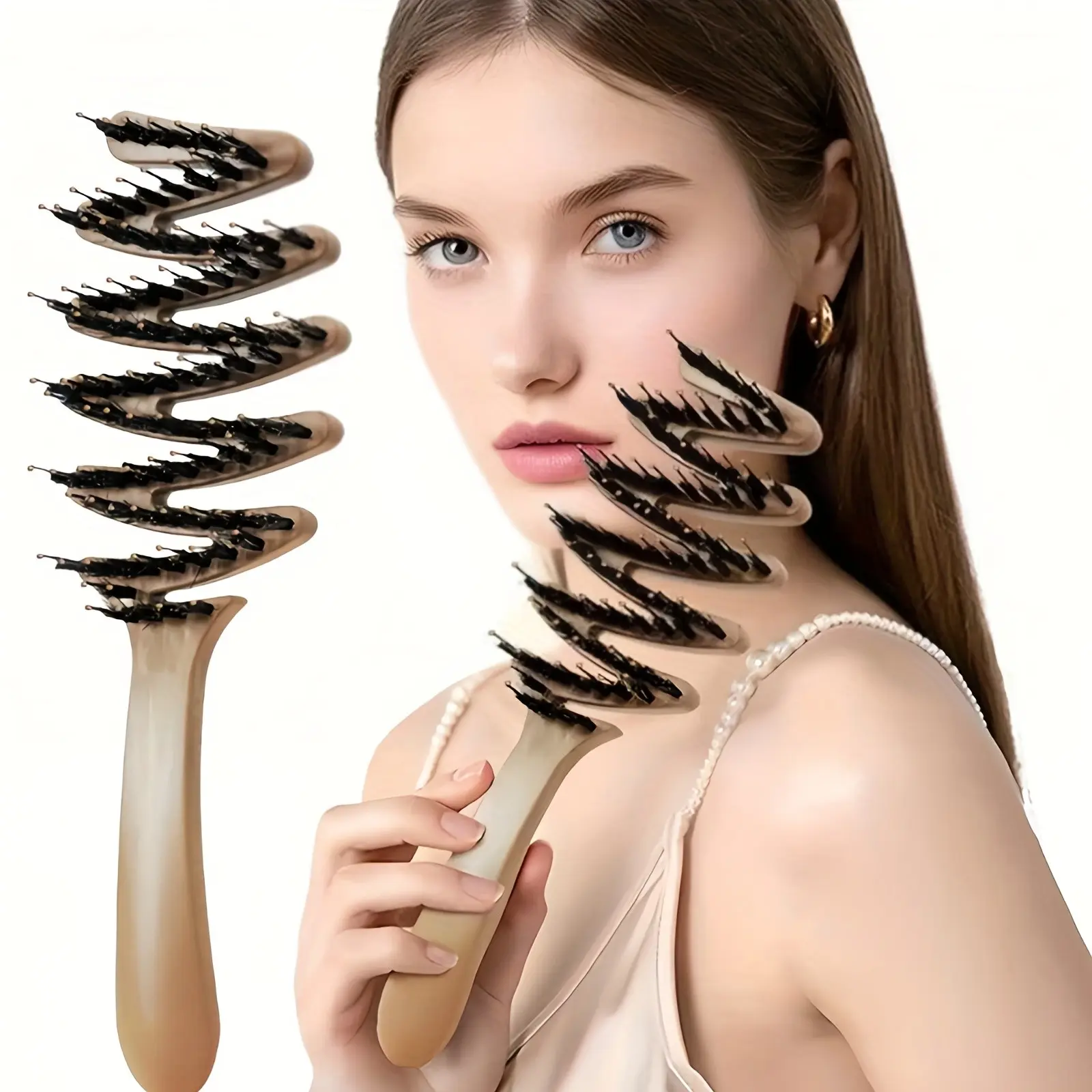 High-Quality Boar Bristle Comb, Long Handle Detangling Brush, Anti-Static, Smooth Hair, Travel Essential, Gift for Women & Girls