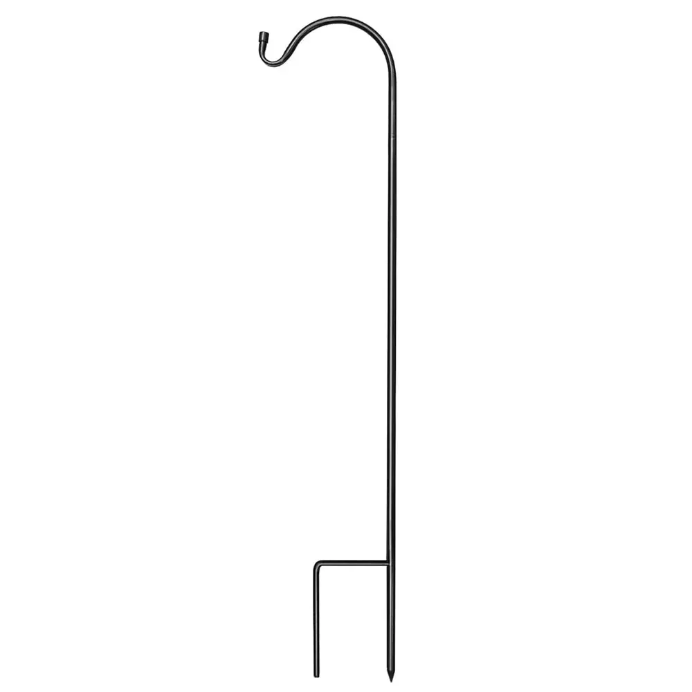 Iron Shepherd's Hook Ground Stake for Outdoor Garden, Dual Hooks Durable Rust-Resistant Flower Rack, 3 Different Heights to Choose from – for Hanging Planters, Bird Feeders, Lanterns
