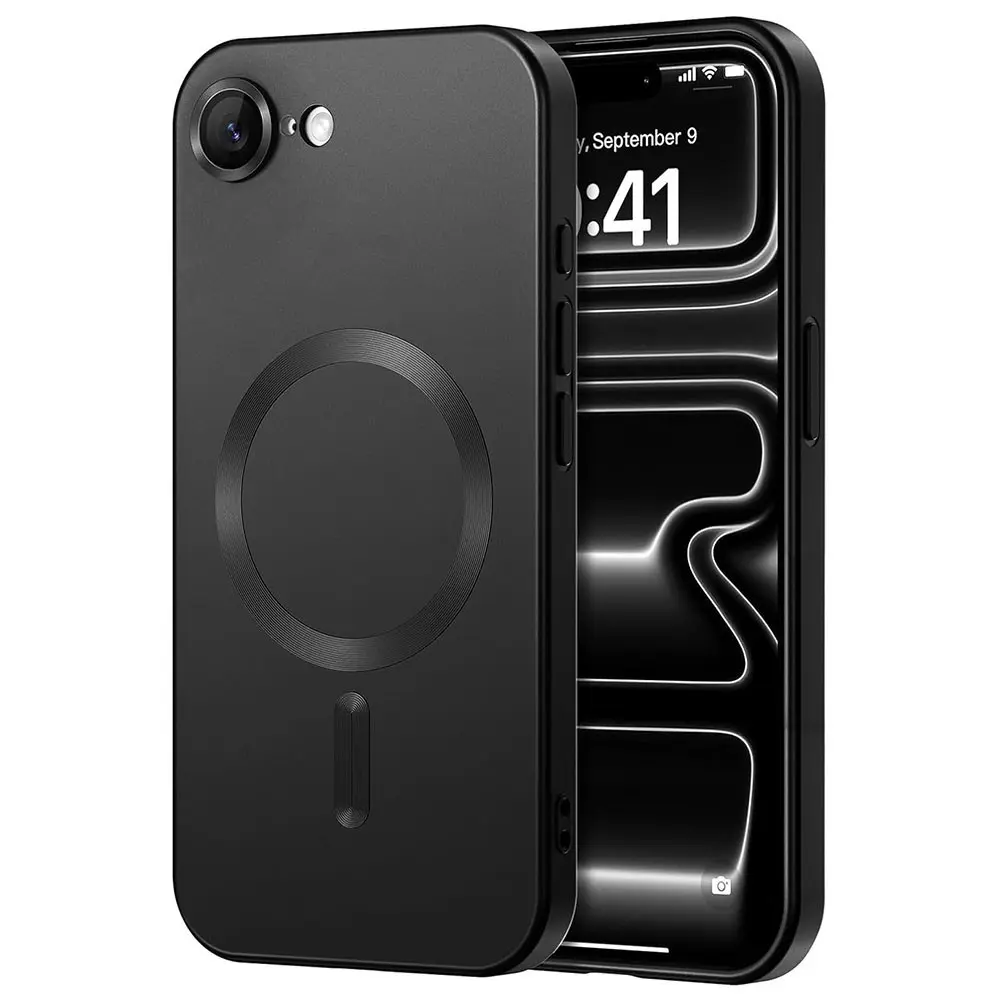 Magnetic for iPhone 16E 17E SE4 Full Camera Protection Shockproof Matte Metallic Protective Phone Case TPU Casing