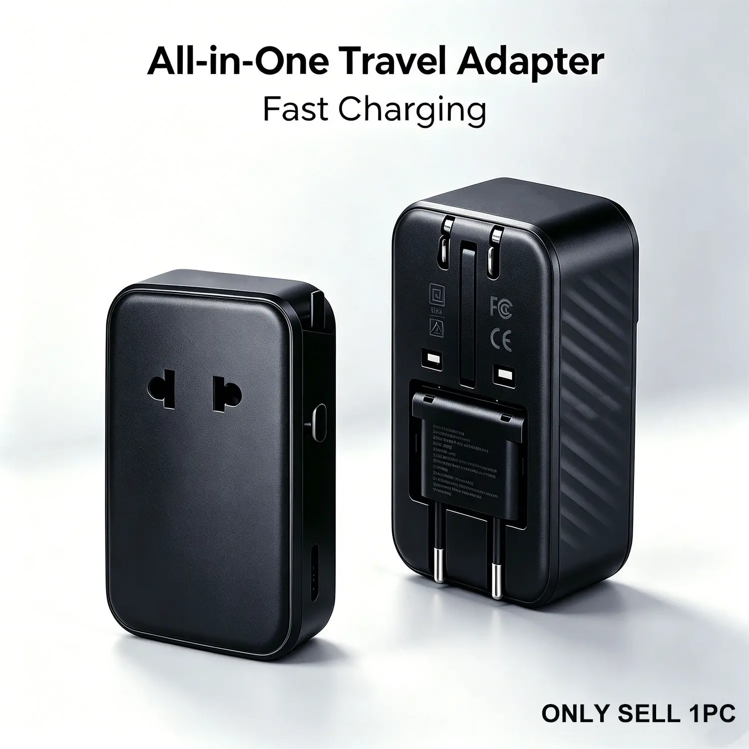 Universal Travel Adapter PD25W, European Travel Plug Adapter with 2 USB-C and 1 USB-A, International Plug Adapter for US to EU UK AUS (Type-C/G/A/I)