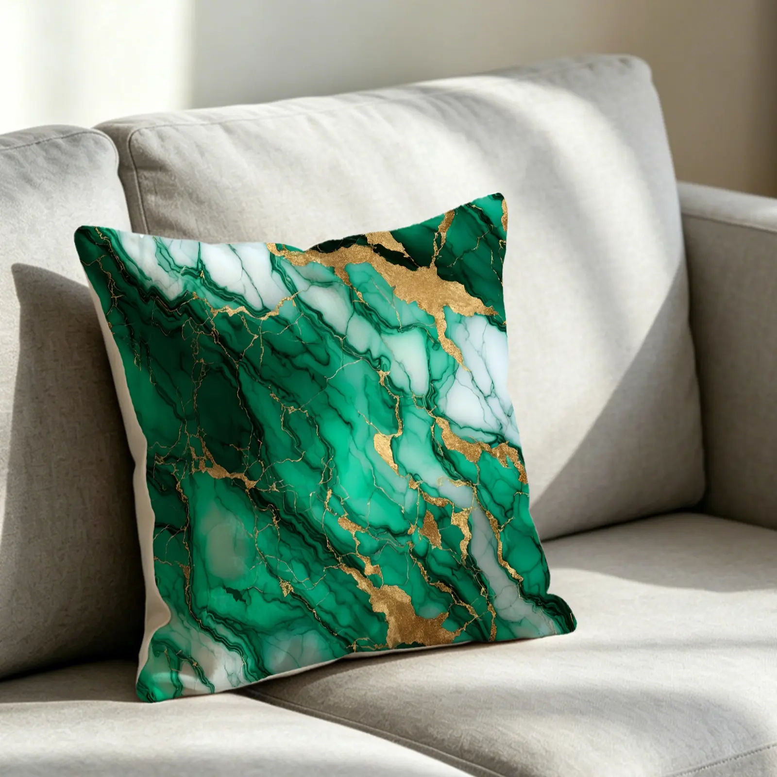 1 Gold Plated Marble Luxury Cushion  Instagram Style Fluid Agate Pattern, Machine Washable Sofa Pillow. Versatile Decorative Piece for Bedrooms, Living Rooms, Rental Properties, and Guesthouses. The Perfect Gift