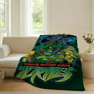 Teenage Mutant Ninja Turtles Flannel Throw Blanket Soft Warm Cartoon Blanket for Travel Camping Gift Outdoor Cold Weather