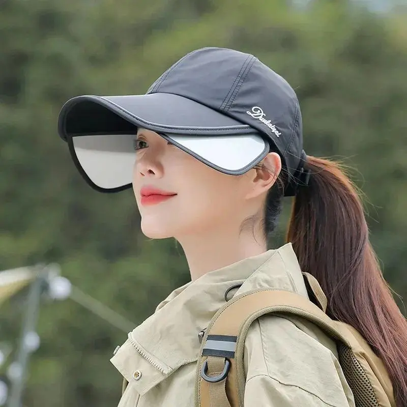 Wide Brim Sunscreen Baseball Hat Adjustable Visor UV Protection Sports Cap Sun Protection Reflective Strip Sun Visor Hat Outdoor