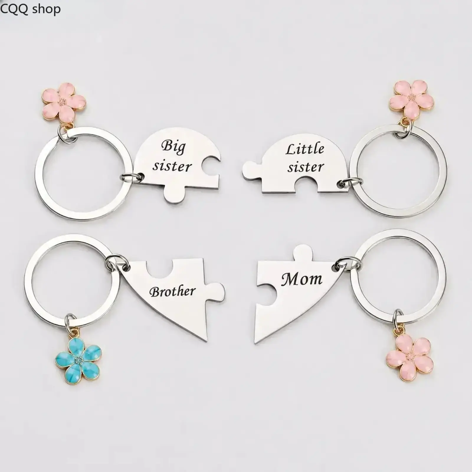 Mother & Children Puzzle Keychain Set for 4, Mom Big Sister Little Sister Brother Family Matching Keychains, Sweet Meaningful Gift for Mother’s Day, Birthday, Christmas or Just Because