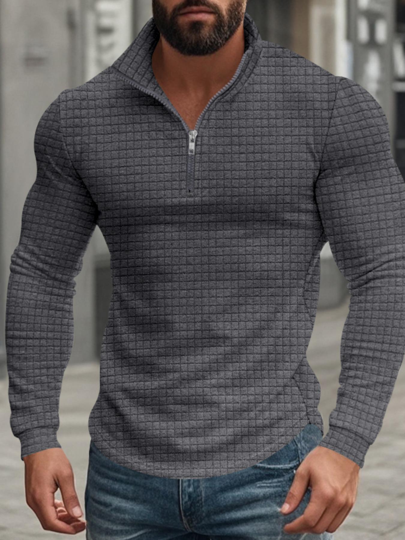 Men's Regular Fit Plain Half Zip Up Sweatshirt, Casual Long Sleeve Pullover for Spring & Fall, Fashion Men's Clothes for Daily Wear Men's Regular Fit Plain Half Zip Up Sweatshirt, Casual Long Sleeve Pullover for Spring & Fall, Fashion Men's Clothes for Daily Wear