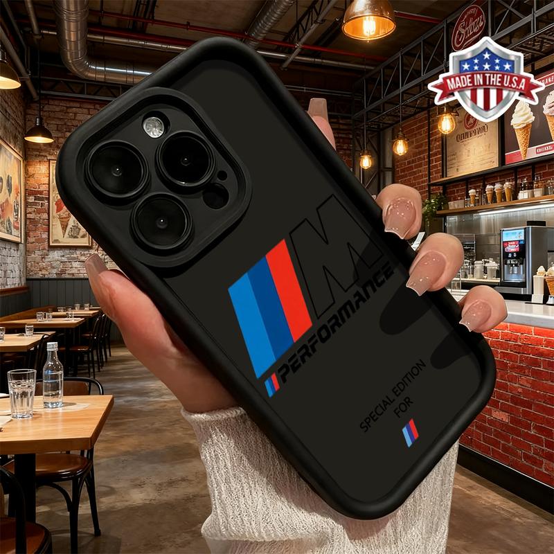 Cool Motorsport M Performance Logo Design Case for iPhone 17 16 15 14 Pro Max 13 12 11 XR XS Plus Slim Shockproof Anti Drop Protective Lightweight TPU Cover