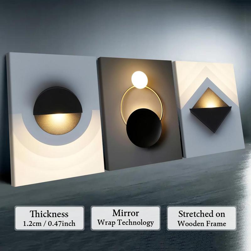 Wooden-Framed Canvas Painting Set, 3 Counts Multi-Dimensional Spray Art Posters, Wall Decor for Living Room, Bedroom and Office