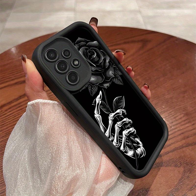A Phone Case Featuring a Skeleton Hand Holding a Black Rose, Compatible with Various Galaxy Models Including Samsung Galaxy S26 S25 S24 S23 S22 S21 Fe Plus Ultra A13 A14 A15 A16 A17 A33 A34 A35 A36 A52 A53 A54 Note20, And Several Others.