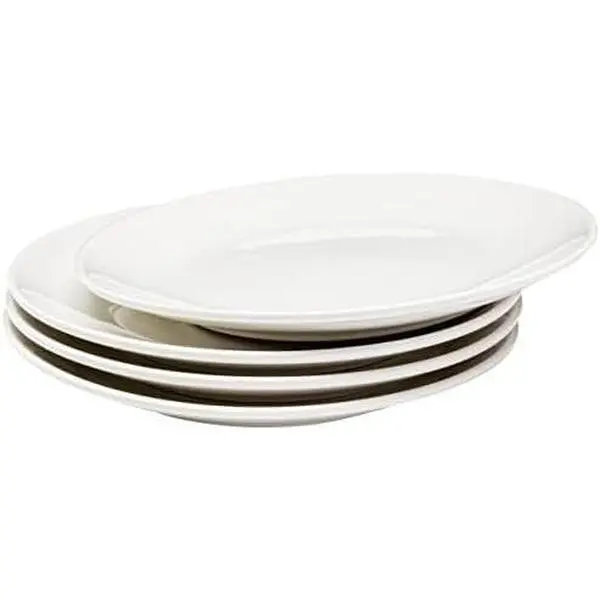 Appetizer Plates, Set of 4 White Ceramic Plates, Salad Plates Set, Stackable 8 Inch Round Plates, Dishwasher Safe, Bead and Butter Plates, Durable Plates for  Occasions