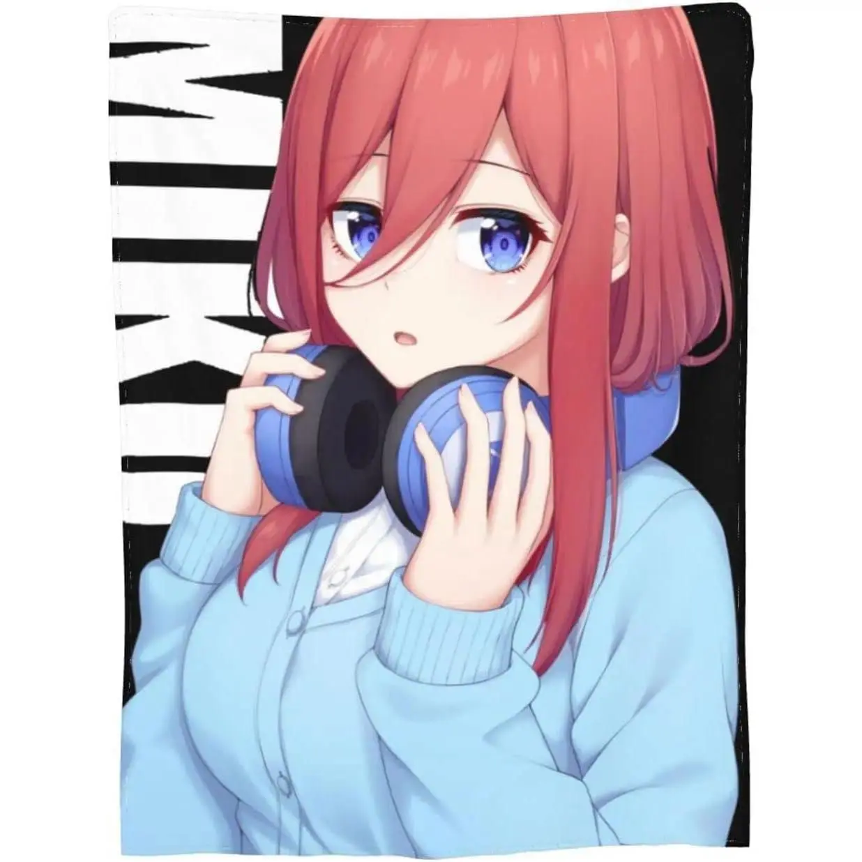 The Quintessential Quintuplets Miku Ultra-Soft Flannel Throw Blanket, Micro Fleece for Couch Bed Sofa Travel Camping, Matches cooling blankets pillows couch cover for sofa bedding set comforter set, Anime Home Decor Gift For Manga Fans