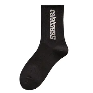 Men's and women's high-top long socks, Korean-style letter print sports mid-calf cotton socks, student couple street basketball socks, trendy socks