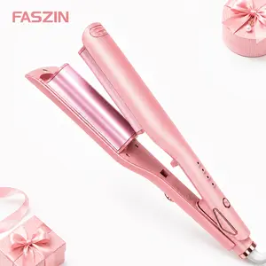 Faszin 32mm Power Wave Hair Crimper & Curling Wand for Beach Waves, Ionic Hair Waver with Dual Voltage & Lightweight Travel Design, Helps Reduce Frizz, Pink