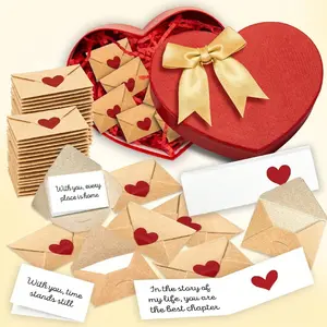 30/90/180pcs Mini Envelopes with Heart Stickers, Cute Envelopes, Self-Sealing Love Notes, Mini Valentine Cards for Weddings, Engagements, Romantic Gifts