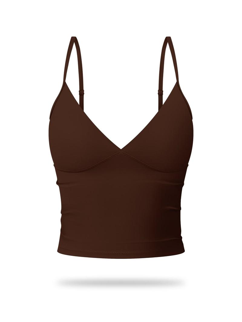 Women's Solid Color Sports Cami Top, Breathable Comfortable Sports Top, Ladies Sportswear for Indoor Outdoor Wear