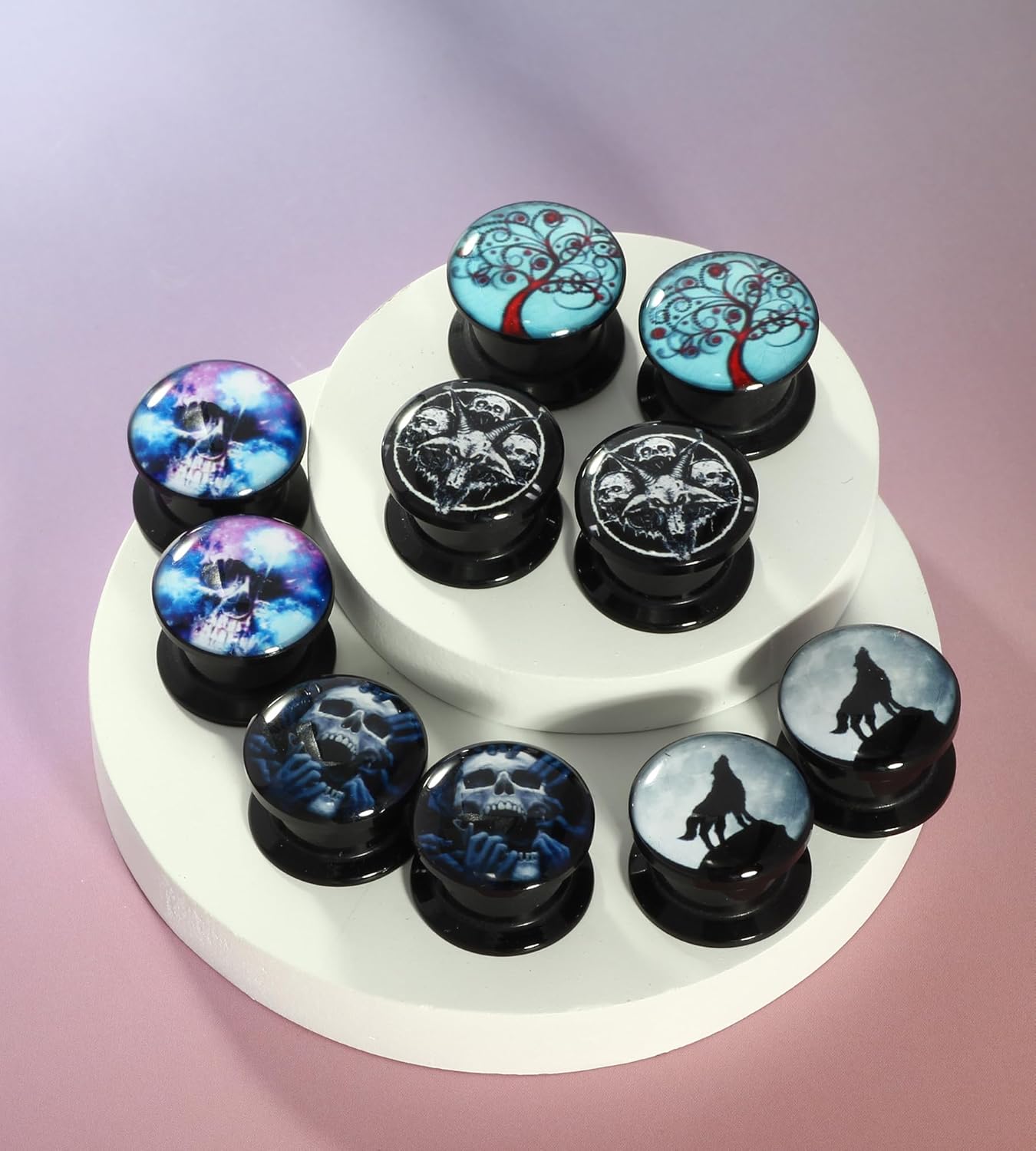 5 Pairs  Ear Tunnels Plugs Expander 00 Gauges Stretcher Earrings Screw Ear Piercing