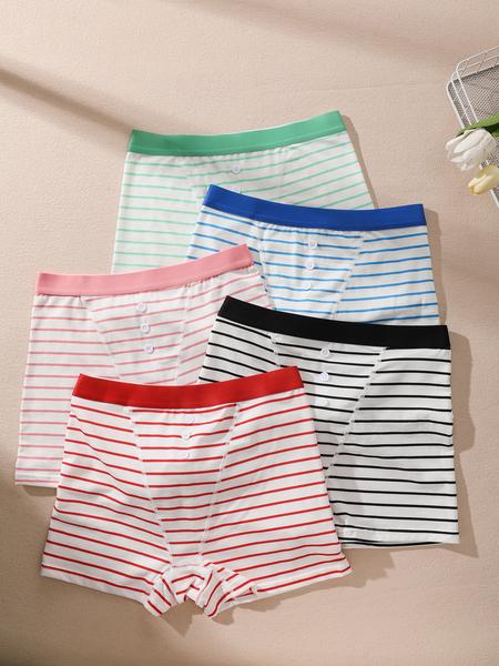 Women's Striped Print Boyshorts, Casual Comfy Breathable Panty for Daily Wear, Underwear for All Seasons, Underwear for Women