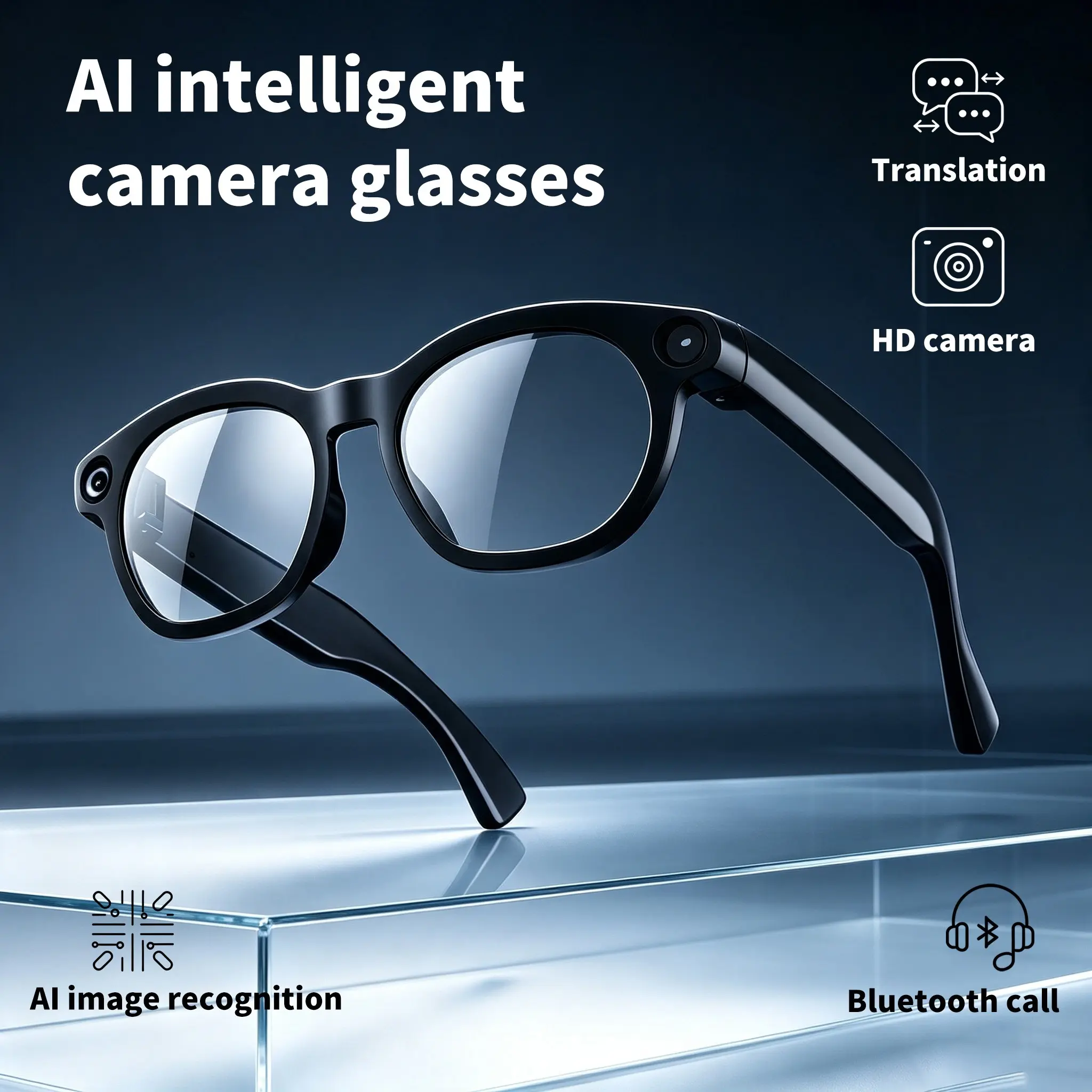 New Cy03 Ai Smart Glasses with Camera, HD Video Recording, Real-Time Translation, Bluetooth-compatible V5.3, Long Battery Life, Unisex, Outdoor Use
