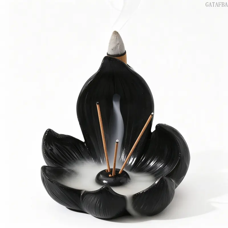 Lotus Holder Backflow Incense Resin Ornament, Multi-functional Home Decor Diffuser, Ideal for Yoga, Meditation and Gifting