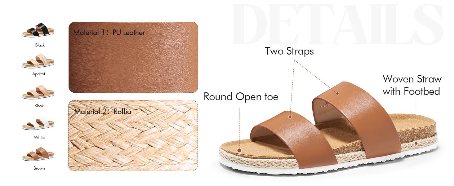 Coutgo Women's Slides Sandals Open Toe Slip On Platform Sandals Footbed Summer Beach Shoes