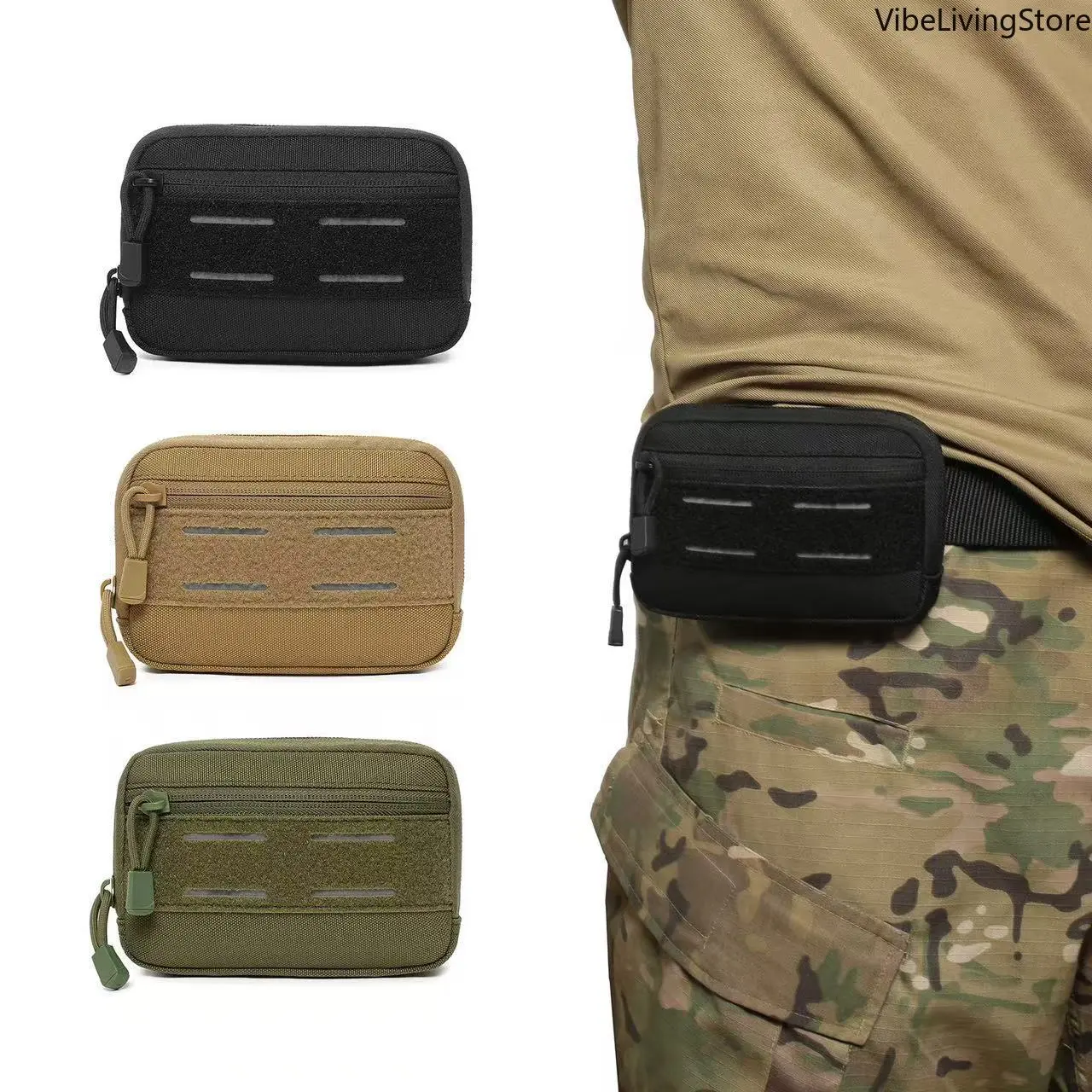 1000D Nylon Tactical Admin Pouch, Reflective Multi-Compartment MOLLE Utility Bag with Waist Fit for Hunt Gear Accessories, 16x11x4 cm, Outdoor Sports, Tactical Accessories, Men's Accessories, Waist Pack