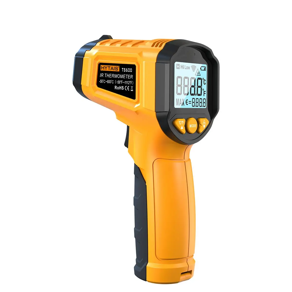 1 pc TS600 Digital Infrared Thermometer Sensor, Non Contact IR Temperature Gun, 0.1-1 Emissivity Adjustable, -50°C~600°C(-58℉-1112℉) Handheld Temp Measure for Household Cooking Pizza Oven