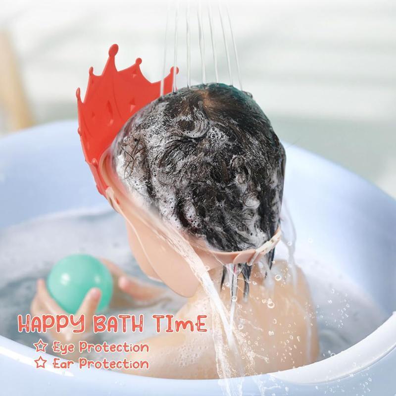 [Holiday Haul] Cute Cartoon Crown Baby Shower Cap – 1 Pack, Reusable Soft Silicone, Comfortable & Protective for Eyes and Ears, Perfect for Kids and Home Bath Time