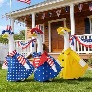 Patriotic Garden Goose Outfit Set, Waterproof 4th of July Goose Clothes, Independence Day Lawn Goose Costume, Durable Outdoor Yard Decoration, Cute Farmhouse Porch Decor for Holiday Garden, Patio & Front Yard Display