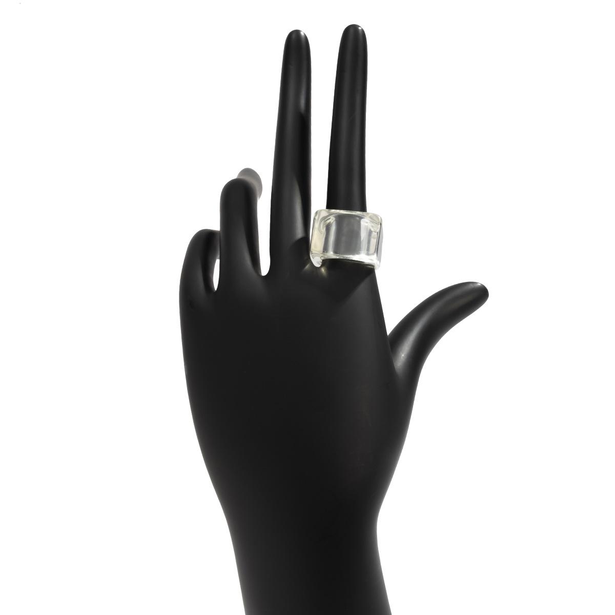 Trendy Colorful Acrylic Plain Ring Geometric Square Wide Resin Band Fashion Minimalist Jewelry for Women Men