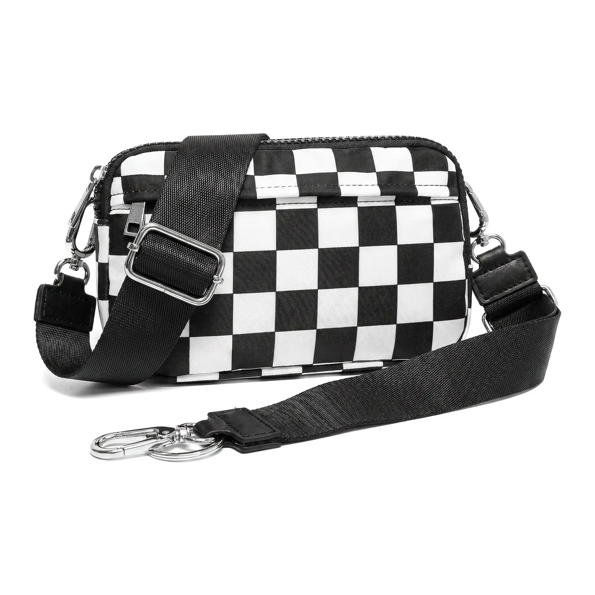 Checkerboard Sling Bag Waterproof Crossbody Fanny Pack For Men Women Dual Layer Chest Bag Detachable Strap Streetwear Aesthetic Everyday Carry Travel Essentials Trendy Skater Waist Pouch Viral Bag