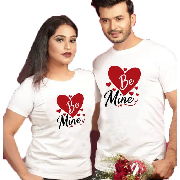 Men's Crew Neck Cotton T-Shirts - Lightweight, Loose, Soft, Breathable Short Sleeve, Valentine's Day Printed Matching Couple Tops with Custom Patterns