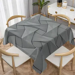 2D Flat Party Tablecloth 1pc, Geometric Print Rectangular Tablecloth for Holiday Decor, TV Stand Coffee Table, All Seasons, No Power Needed