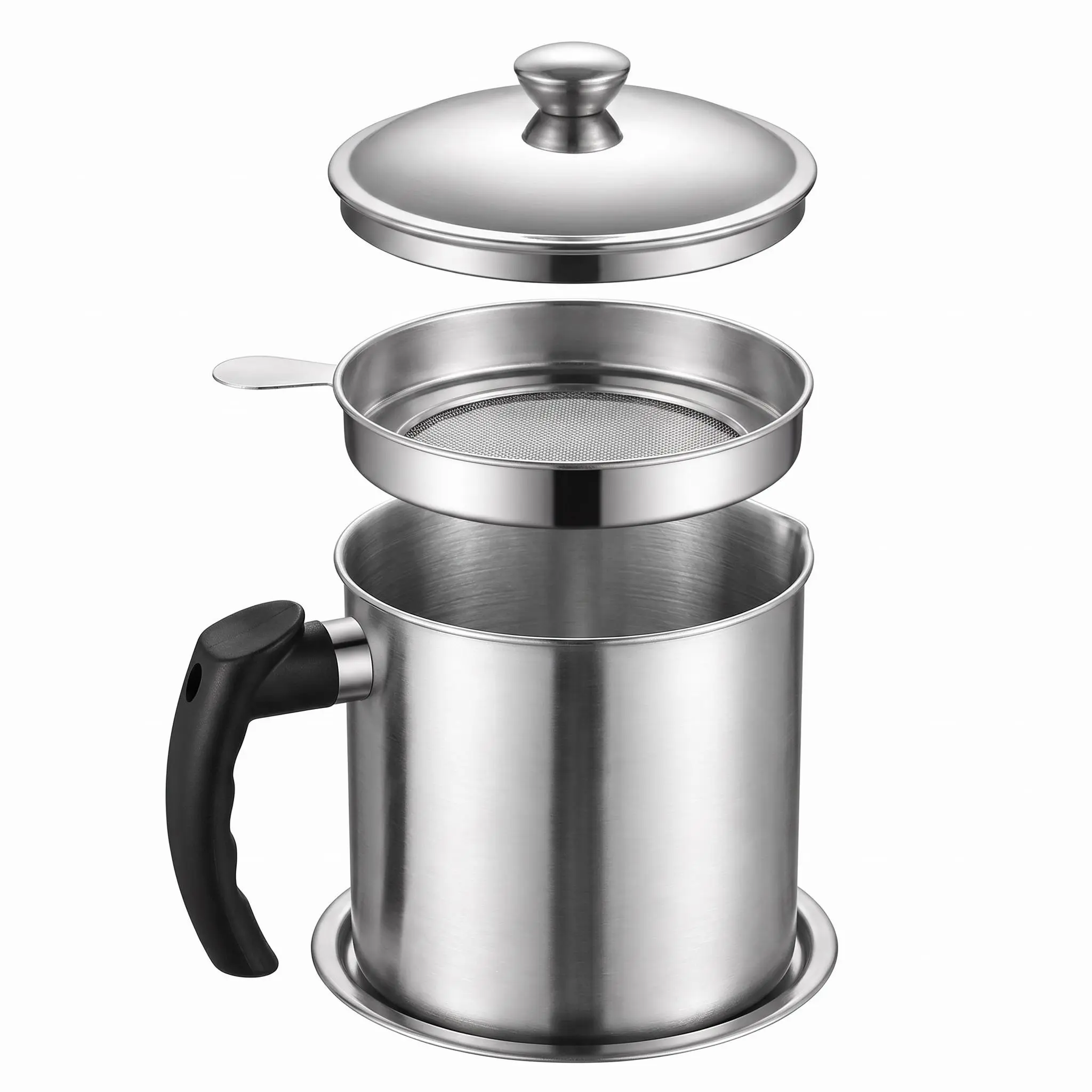 Filter Oil Pot for Home Use, Separates Oil Sludge with Mesh Filter, Heat-Resistant Bakelite Handle, Ideal for BBQ and Frying Kitchen Helper, Grease Strainer
