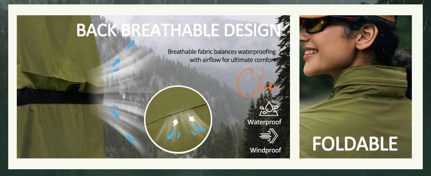 Yousify Womens Waterproof Rain Jackets Lightweight Zip Up Raincoat Outdoor Hiking Hooded Windbreaker with Pocket