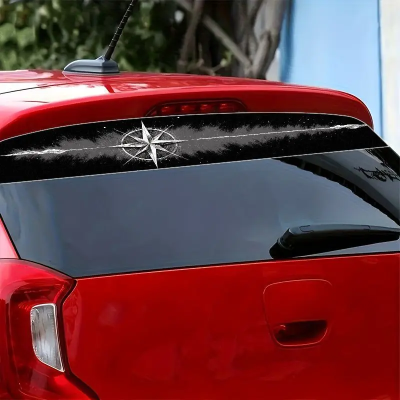 1pcStylish Compass Design Car Front Windshield Stickers, Designed for Durability and UV Protection, Perfect for All Vehicle Types - Enhances Your Car's Look While Providing Privacy and Shade.