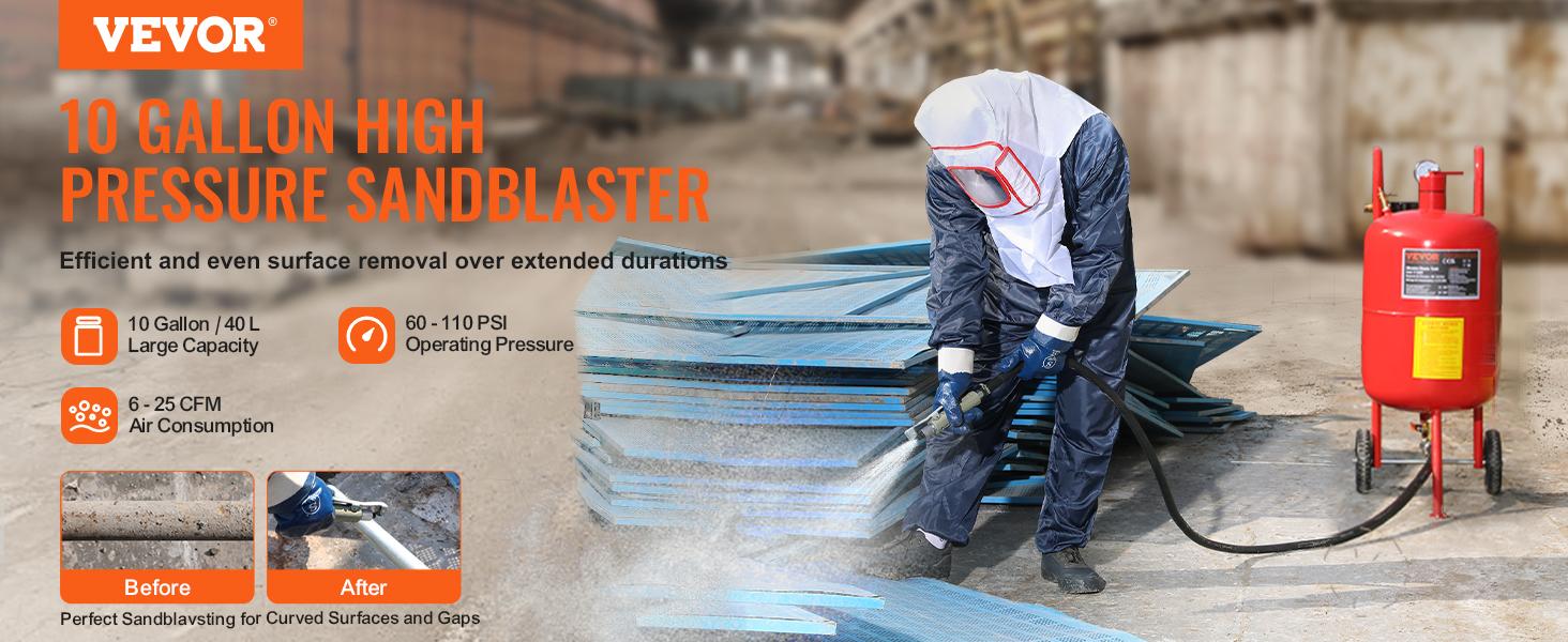 TikTokShopBlackFridaySand Blaster VEVOR 10Gal Pot Sandblaster, 125 Psi Pressure Sand Blasting Complete Kit for Paint, Stain, Rust Removal and Special Surface Treatment of Material TikTokShopBlackFridaySand Blaster VEVOR 10Gal Pot Sandblaster, 125 Psi Pressure Sand Blasting Complete Kit for Paint, Stain, Rust Removal and Special Surface Treatment of Material