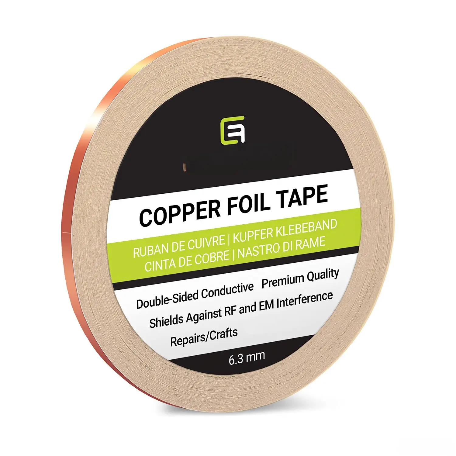 Adhesive Copper Foil Tape - Double-Sided Conductive - EMI and RF Shielding, Paper Circuits, Electrical Repairs, Grounding, Arts and Crafts,  Interior (1 Roll: .25" X 21.8 Yards)