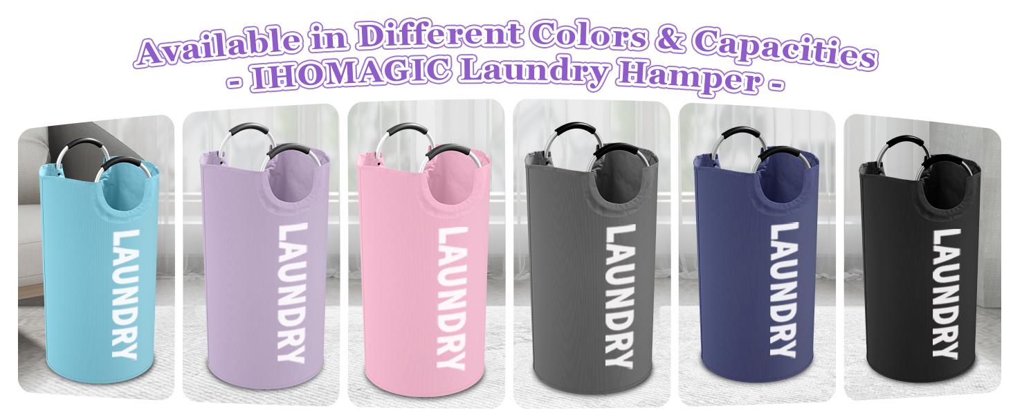 3PCS 95L Laundry Basket, Collapsible Clothes Hamper with Handle, 600D Cloth Laundry Bin, Stand-alone Dirty Clothes Hamper for Livingroom, Bedroom,, Pink+Blue+Purple