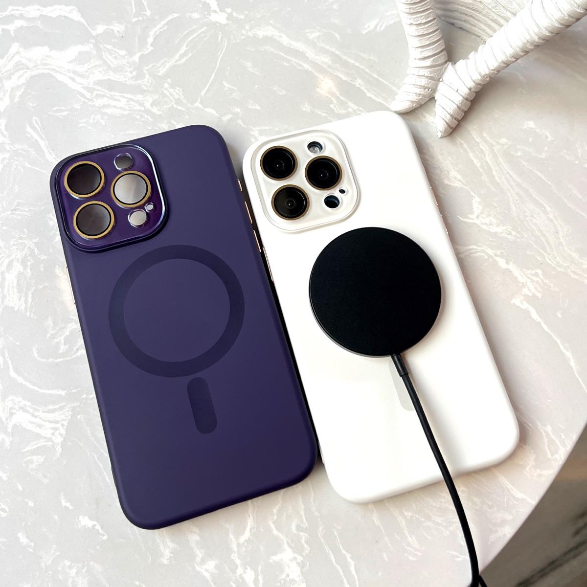 Very Soft Good hand feel Silicone magnetic Phone case for iPhone17 16 Pro Max 15 14 13 11 Plus, MagSafe, Glass Camera Protector Cover Built-in Lint Anti-fingerprint Anti-Drop Non-slip Cellphone Casing Protector Shockproof