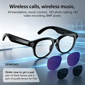 1080P smart video glasses, for listening to music, answering calls, 8MP high-definition camera, taking photos and recording videos. Language translation, easy switching between different lenses, the best gift for driving, fishing, and outdoor activities